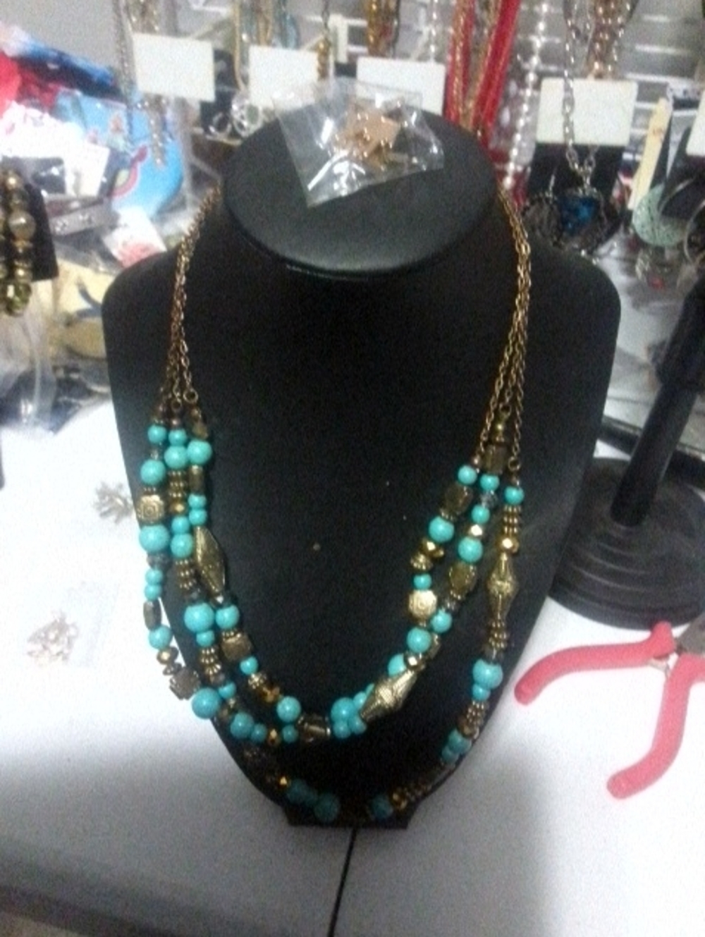 Turquoise Beaded Multi-Strand Necklace - Women Jewelry